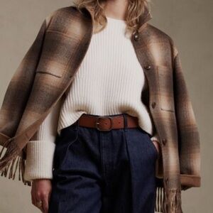 Banana Republic Ceres Cashmere Merino Wool Cropped Sweater Cream XL